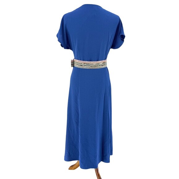 Tinta Womens Blue Button-Down Midi Dress With Woven Belt Size ES 38/FR 36/DE 34 - Picture 3 of 6